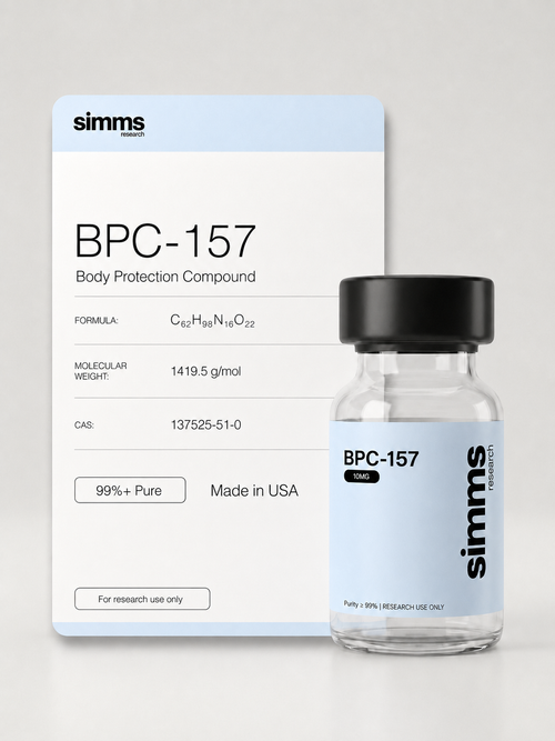 BPC-157 Body Protection Compound bottle and packaging on a light gray background