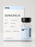 Sermorelin vial and packaging on a light gray background