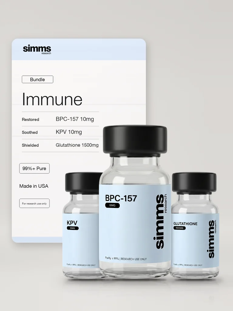 Simms Research Immune Bundle: BPC-157 10mg, KPV 10mg and Glutathione 1500mg vials