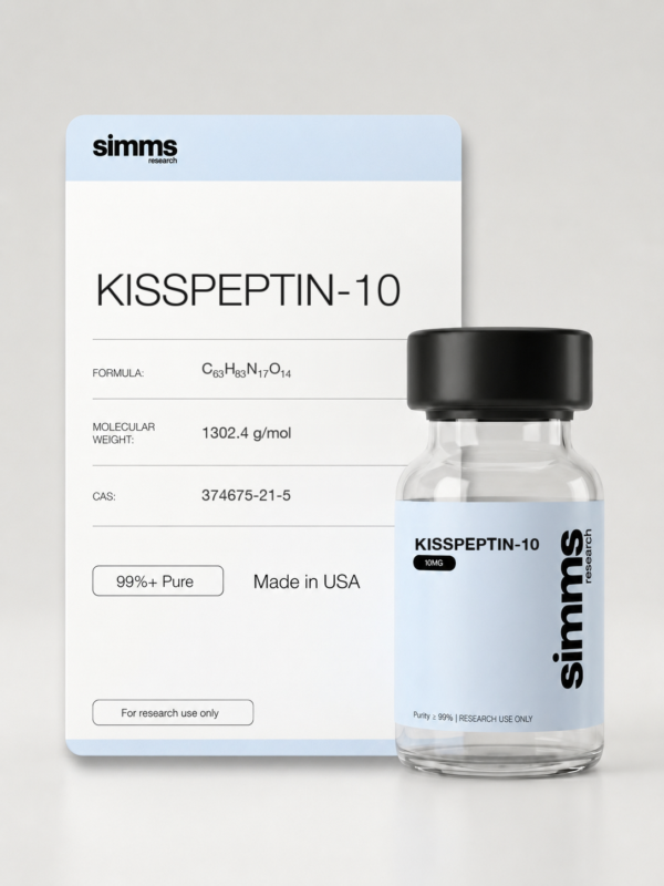 Simms Research Kisspeptin-10 10mg research peptide vial with compound card