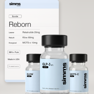Simms Research Reborn Bundle: GLP-3 (RT) retatrutide 20mg, Klow 80mg and MOTS-c 10mg vials