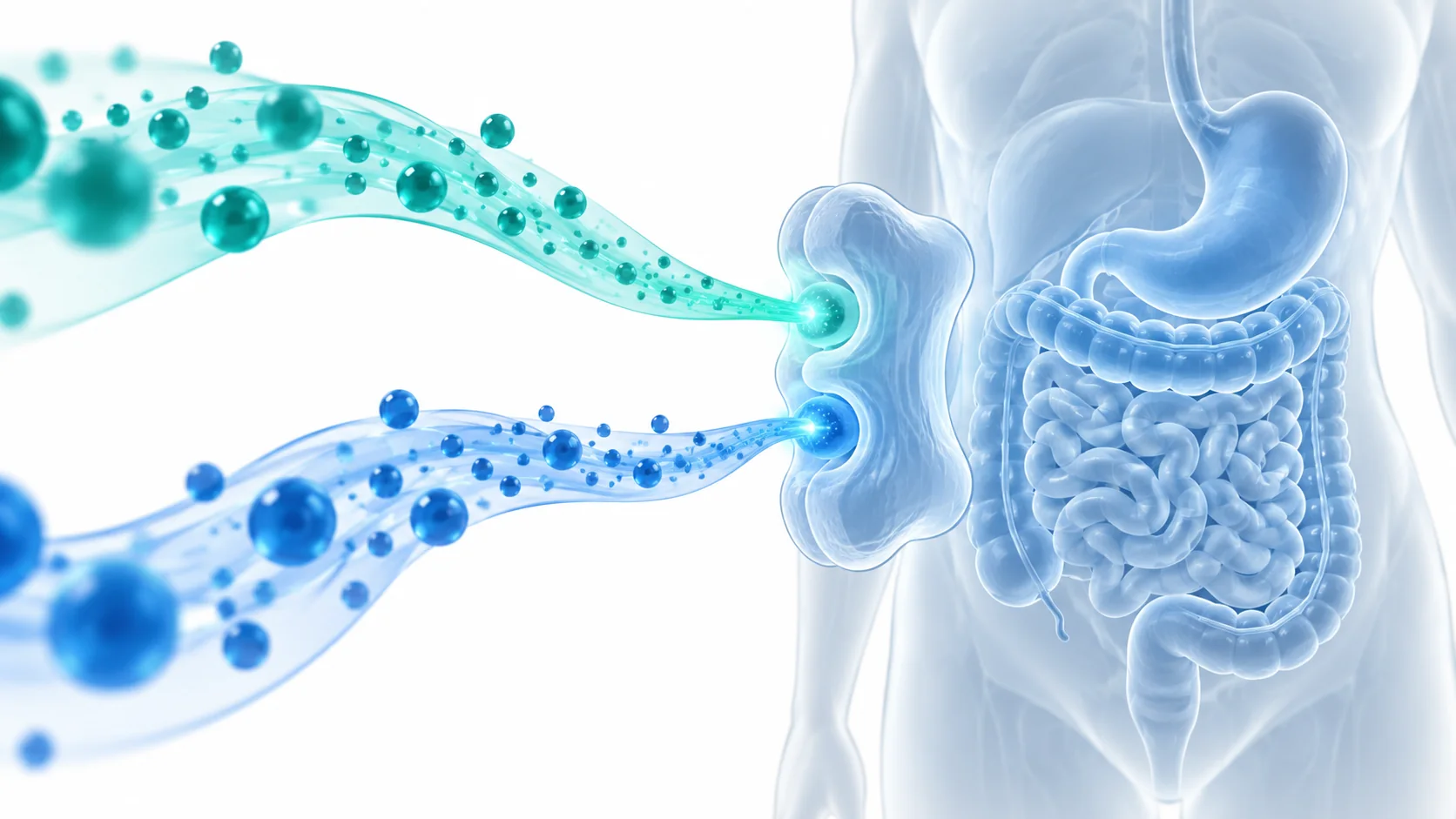 Conceptual illustration of the GIP and GLP-1 signaling pathways activated by tirzepatide