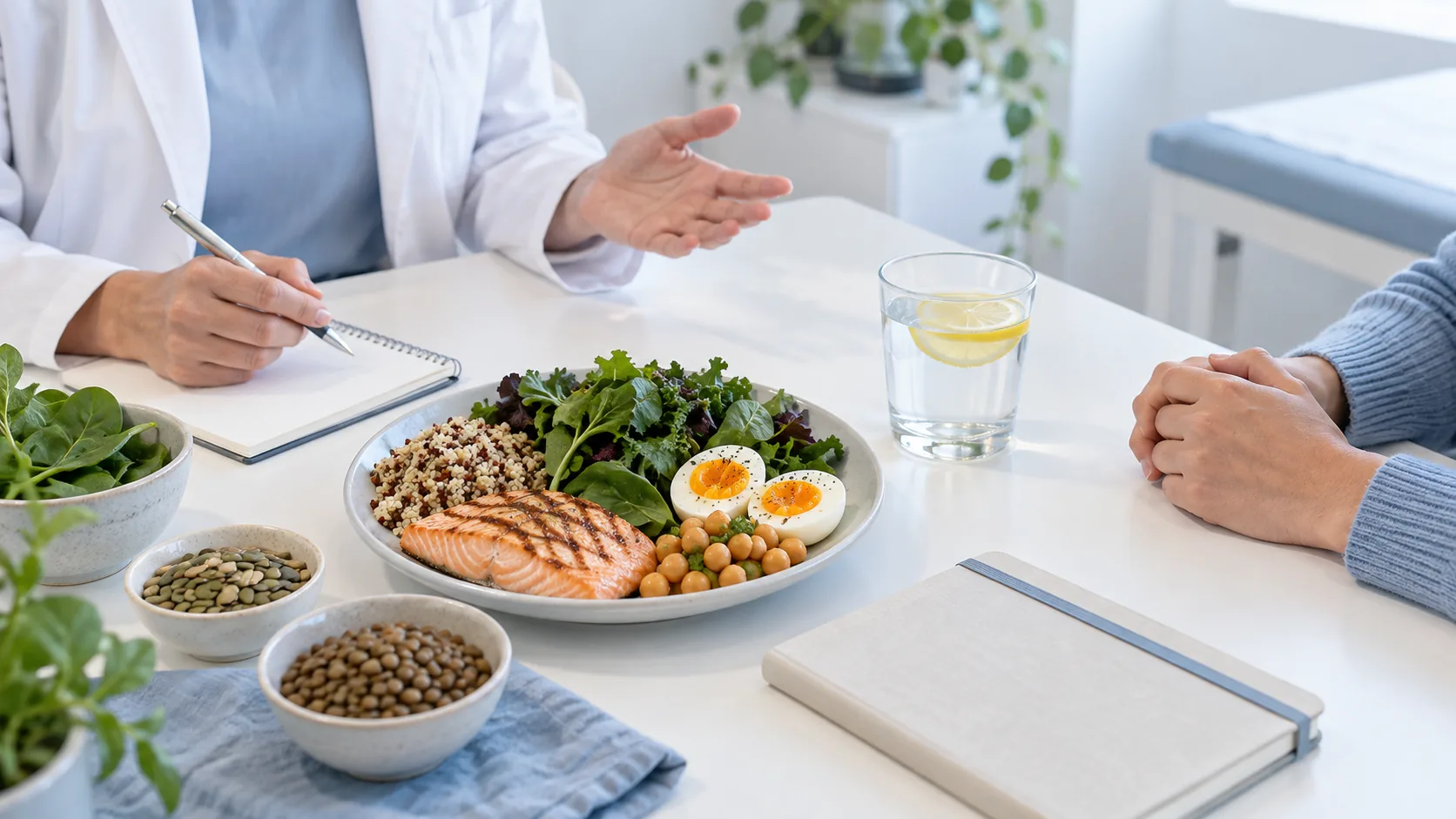 Nutrition consultation with a protein-rich meal during weight-loss treatment