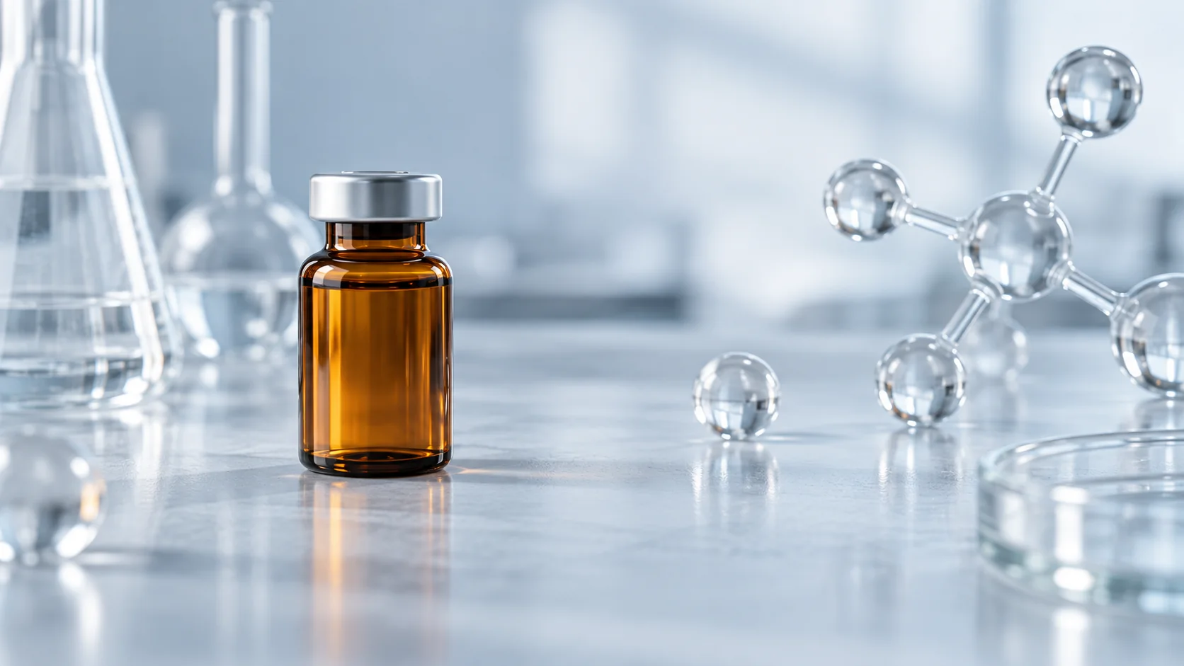 Unlabeled research vial on a laboratory bench illustrating a tirzepatide side effects guide